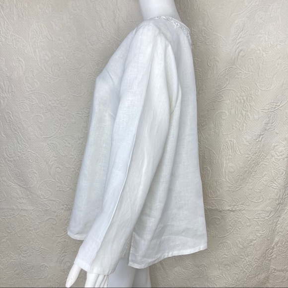Talbots Beaded White Linen Tunic - Picture 6 of 10